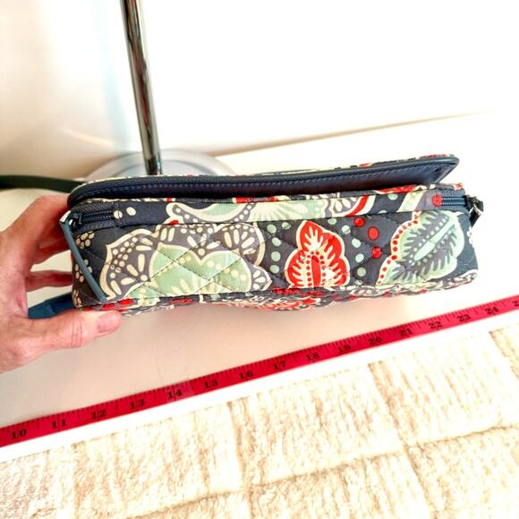 Vera Bradley Flap Zipper Closure Wallet Purse Crossbody Blue/Gray Timeless - Picture 10 of 11